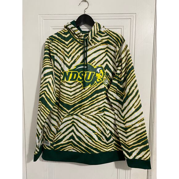 NDSU Bison Zubaz Zebra Print Hoodie Sweatshirt Men's Size M - Picture 1 of 4